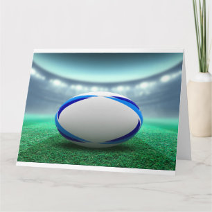 Floodlit Stadium och Rugby Boll Kort