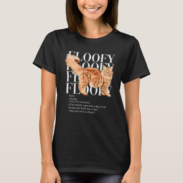 Floofy Red Maine Coon cat T Shirt (Framsida)