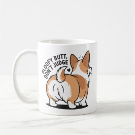 Floofy Rumpa Döm Inte Corgi Humor Kaffemugg