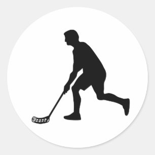 Floorball spelare runt klistermärke