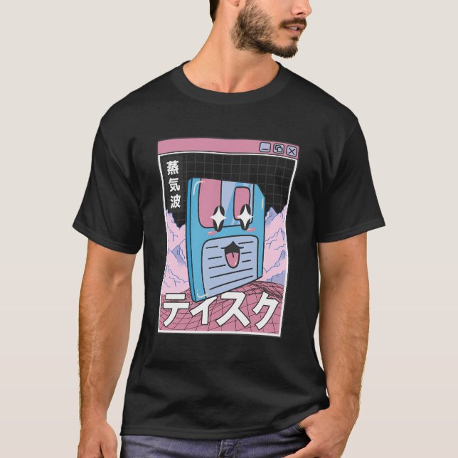 Floppy Disk Kawaii Grid Vaporwave Aesthetic Anime T Shirt (Framsida)
