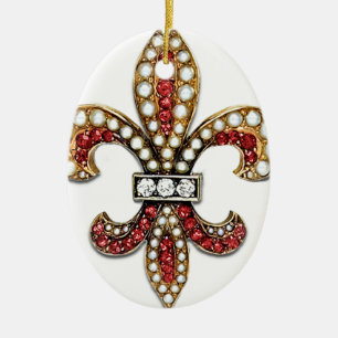 Flor De Lis Fleur De Lis juvel New Orleans Julgransprydnad Keramik