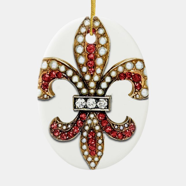 Flor De Lis Fleur De Lis juvel New Orleans Julgransprydnad Keramik (Framsidan)
