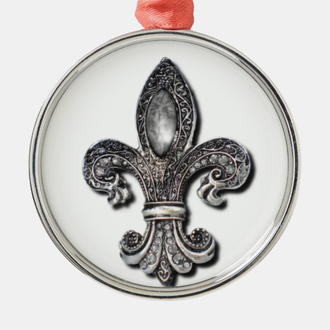 Flor De Lis Fleur De Lis symbol New Orleans Julgransprydnad Metall (Framsidan)