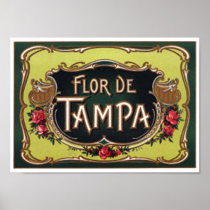 Flor de Tampa Cigar-etikett Poster