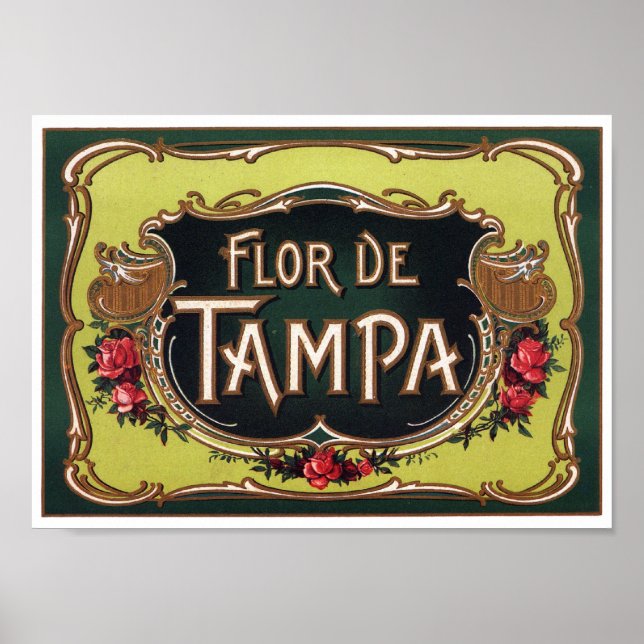 Flor de Tampa Cigar-etikett Poster (Framsidan)
