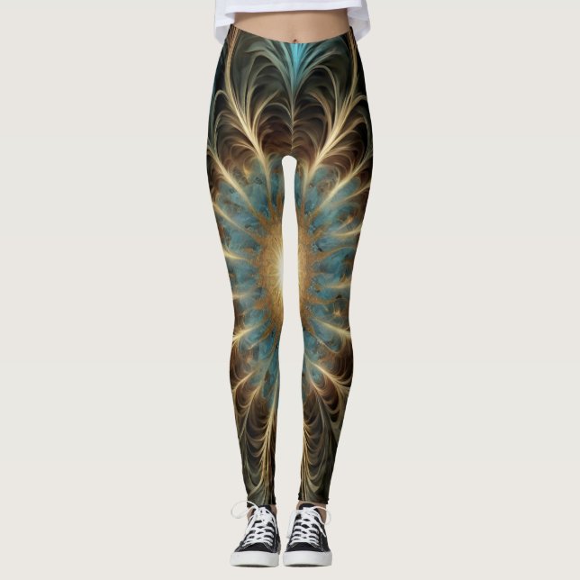 Flor Fractal Radiante Leggings (Framsida)