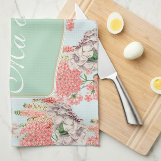 Flor, hortensias gardenias rosas detalles celeste kökshandduk