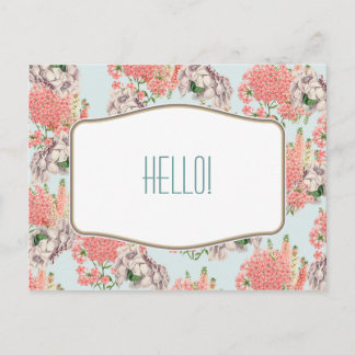 Flor, hortensias gardenias rosas detalles celeste vykort
