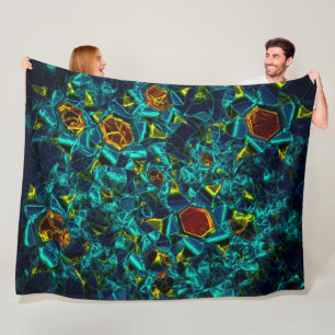 Flor virtuell em azul gradiente, estilhaçada fleecefilt