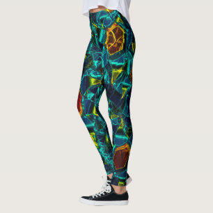 Flor virtuell em azul gradiente, estilhaçada leggings