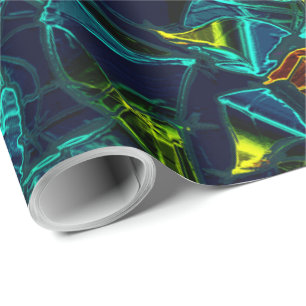 Flor virtuell em azul gradiente, estilhaçada presentpapper