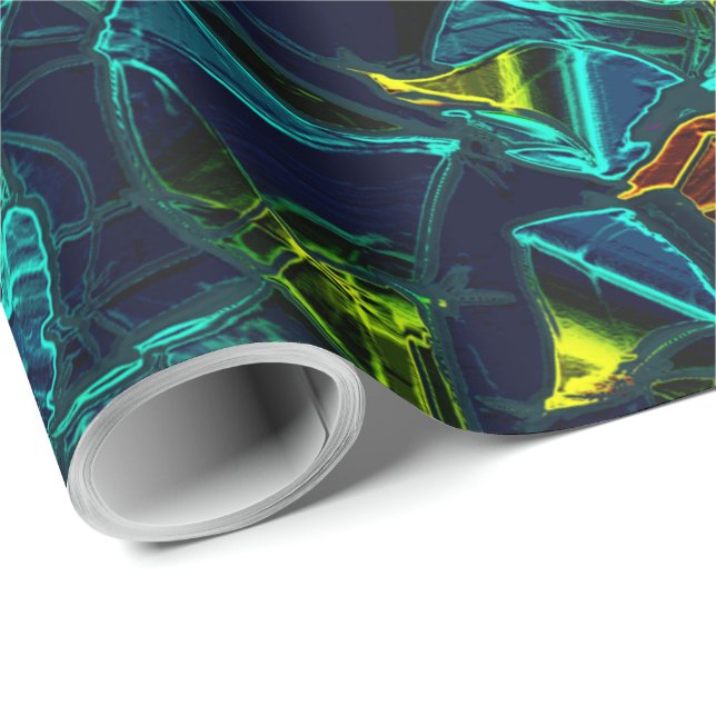 Flor virtuell em azul gradiente, estilhaçada presentpapper (Rullad Hörn)