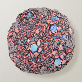 Flor virtuell entalhada nas cores azul e salmão rund kudde