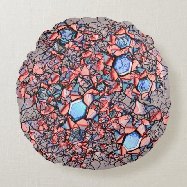 Flor virtuell entalhada nas cores azul e salmão rund kudde (Framsidan)