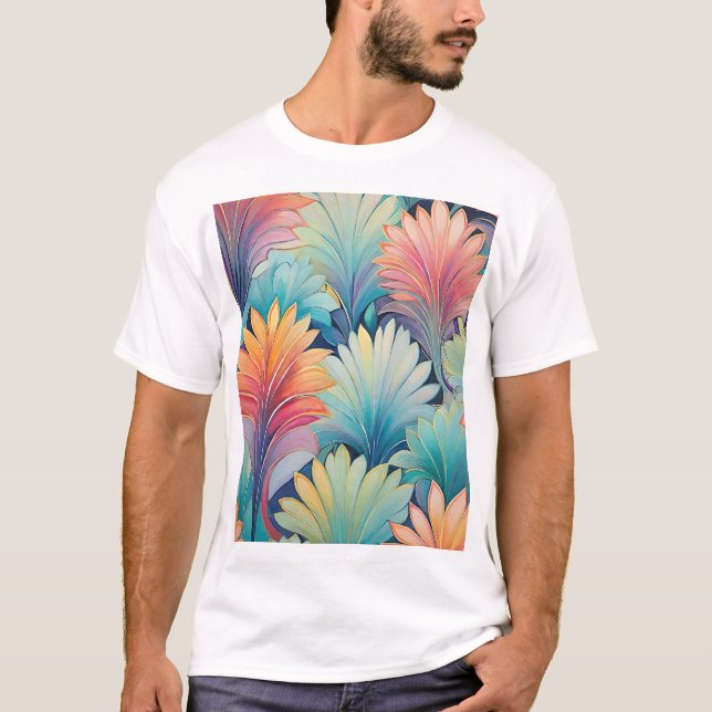 Flora 1 Blommigt Pastel T Shirt (Framsida)