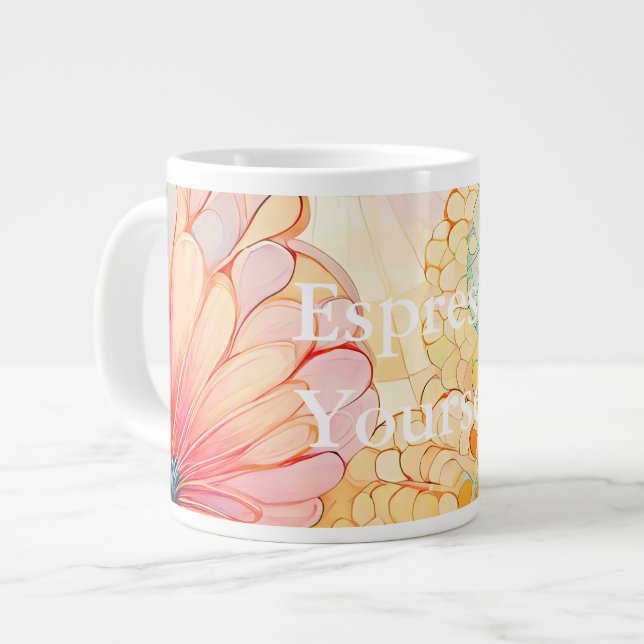 Flora 5 Blommigt Pastel Specialty Mugg Jumbo Mugg (Framsida vänster)