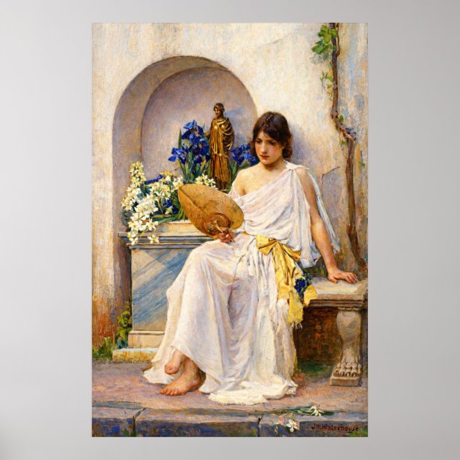 Flora av John William Waterhouse Poster (Framsidan)