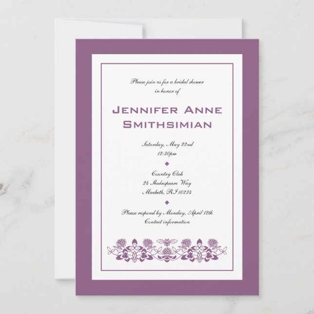 Flora Bee Inbjudningskort för möhippan (Framsida)