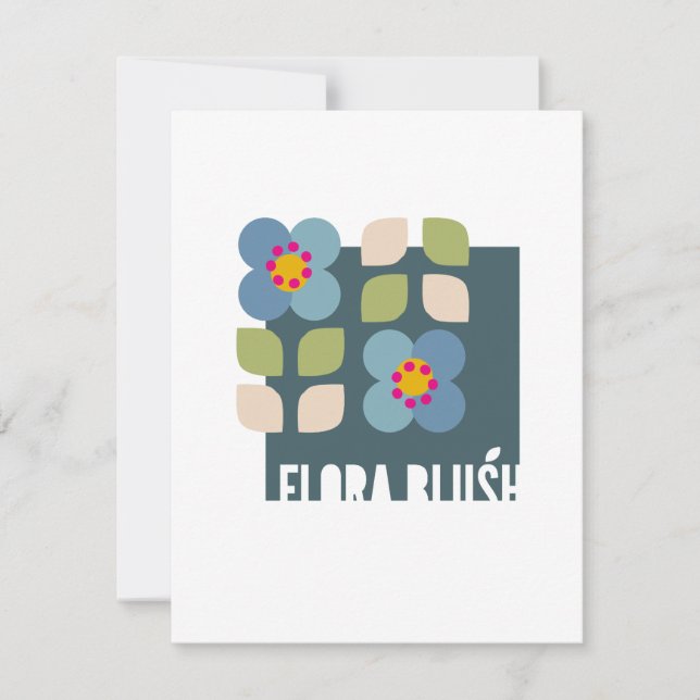 FLORA BLUSH - Modern Blommig Inbjudningskort (Framsida)