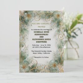 Flora Botanical Elegant Garden Wedding Invitation Inbjudningar
