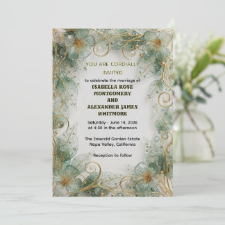 Flora Botanical Elegant Garden Wedding Invitation Inbjudningar
