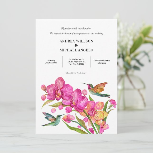 Flora fauna minimalistisk vigsel inbjudningar (Stående Fram)