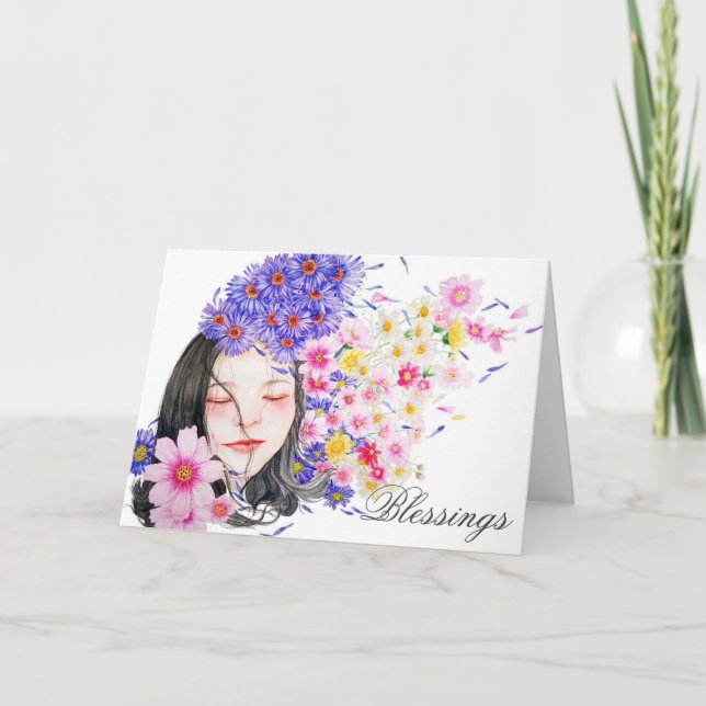 Flora Flowers Pagan Wiccan Ostara Beltane Helgkort (Framsida)