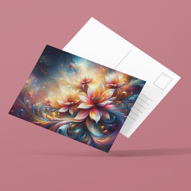 Flora i färgrik AI-fantasi  Vykort (Immerse in vibrant AI-crafted florals—ideal for art and nature lovers.)