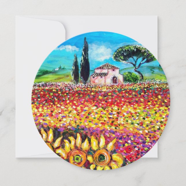 FLORA I TOSCANA/ Fält, vallmo och solrosor Inbjudningar (Framsida)