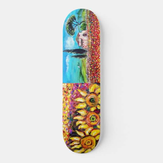FLORA I TUSCANY, gult av röd grönt Skateboard Bräda 21,5 Cm (Framsida)