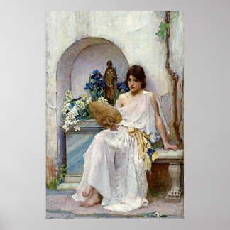 Flora i vitt, av John William Waterhouse Poster
