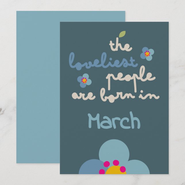  flora - Inbjudningskort för Blommigt på födelseda (Fram/baksida)