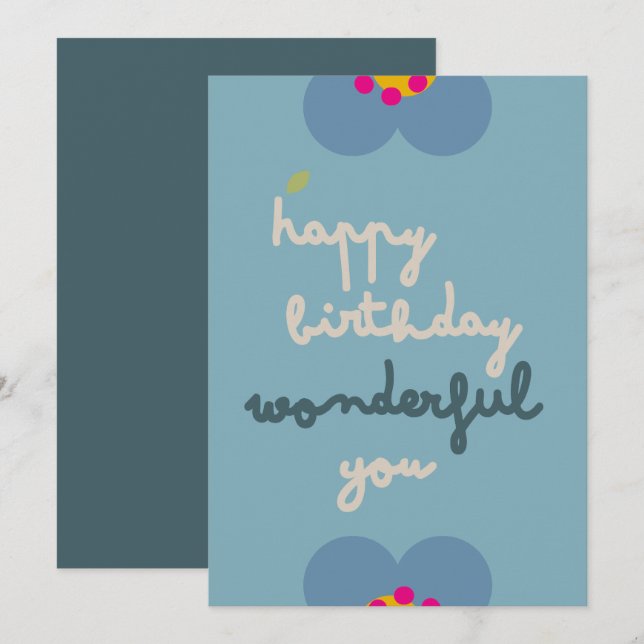  flora - Inbjudningskort för Blommigt på födelseda (Fram/baksida)