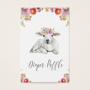 Flora Lamb Diaper Raffle Visitkort