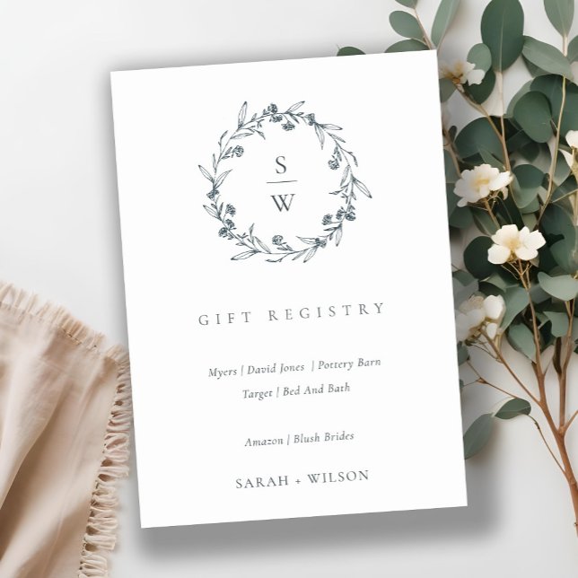 Flora Laurel Wandemogram Bröllop Gift-registret Tilläggskort (Skapare uppladdad)