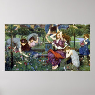 Flora och Zephyrs, av John William Waterhouse Poster