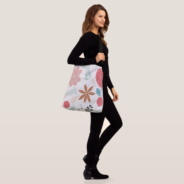 Flora Patterned Kor-Body Tote Bag Axelväska (På modell)