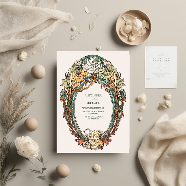 Flora Vintage Art nouveau Bröllop Inbjudningar (Skapare uppladdad)