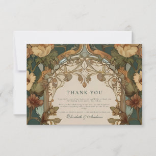 Flora Vintage Art nouveau Bröllop Tack Kort