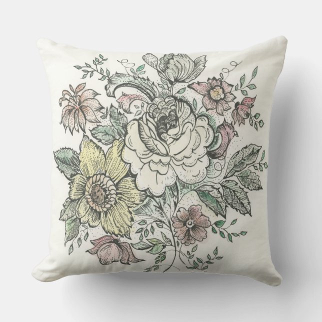 Floraison-design på en Pillow Kudde (Framsida)