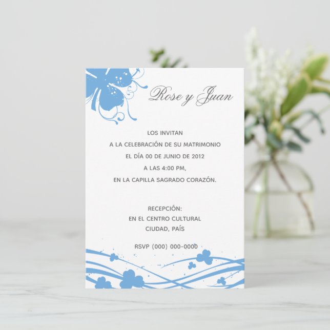 Floral-02 - Invitación de Boda Inbjudningar (Stående Fram)