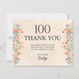 Floral 100th Birthday – Elegant Wildflower Tack Kort