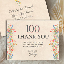 Floral 100th Birthday – Elegant Wildflower Tack Kort