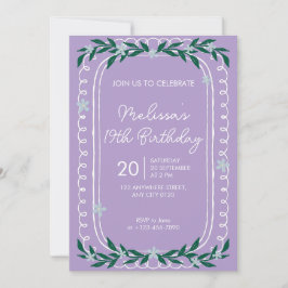 Floral 19th Birthday Invitation Lilac Coquette Inbjudningar