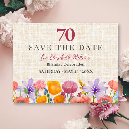 Floral 70th Save the Date - Garden Party Meddelande Vykort