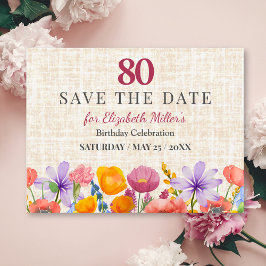 Floral 80th Birthday Save the Date - Garden Party Inbjudningar