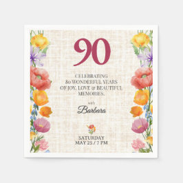 Floral 90th Birthday Party - Chic Linen Garden Pappersservett