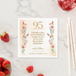 Floral 95th Birthday - Gold Wildflowers Design 95 Pappersservett