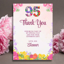 Floral 95th Birthday Thanks - Blush Bloom 95 Years Tack Kort
